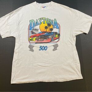 Vintage Daytona 500 Single Stitch XL Graphic T-Shirt - White